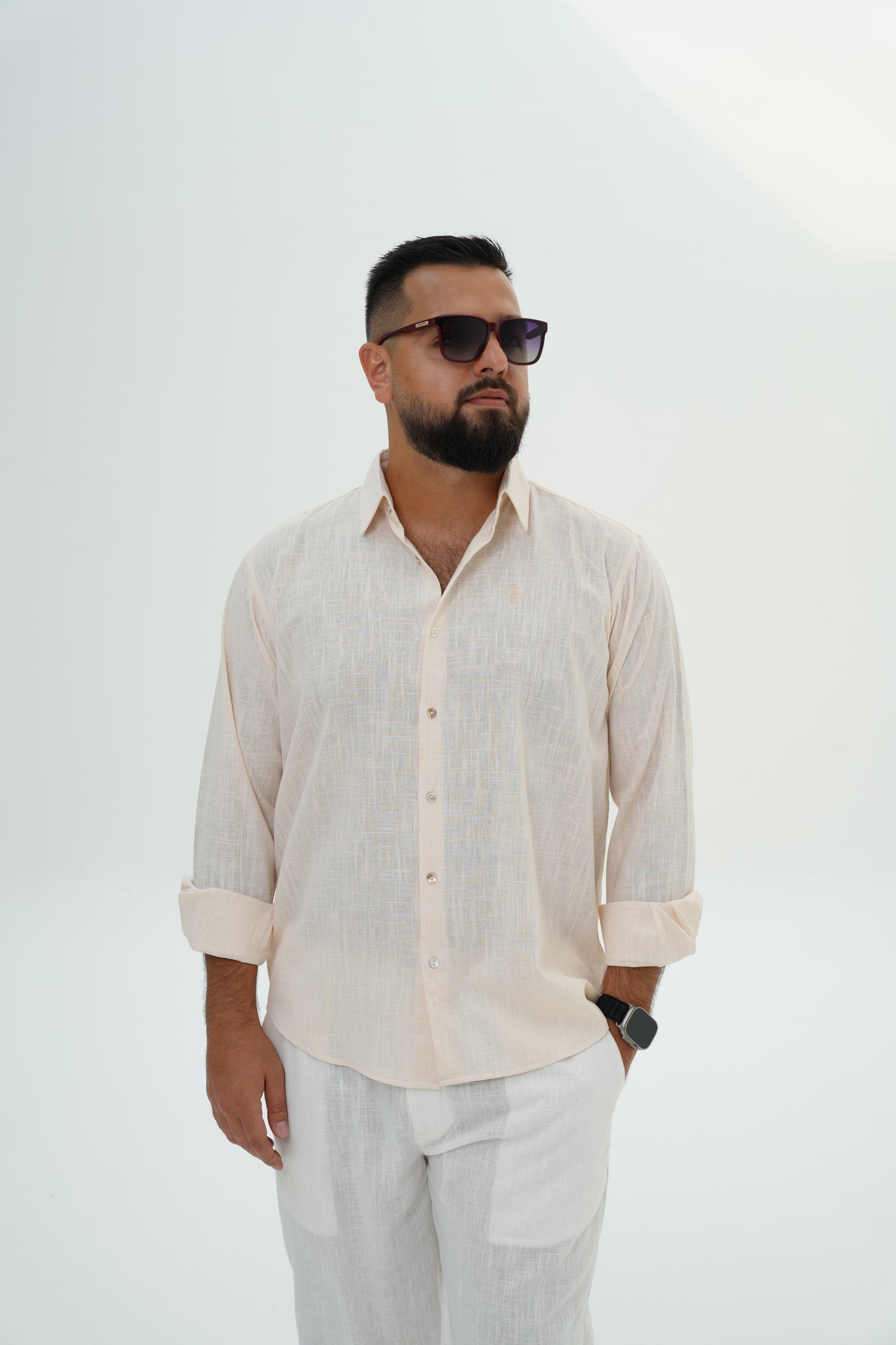 Classic Linen Shirt – Peach